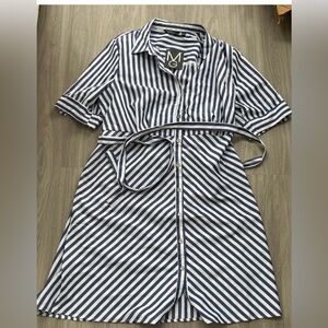 Mlle Gabrielle blue and white striped dress NWT